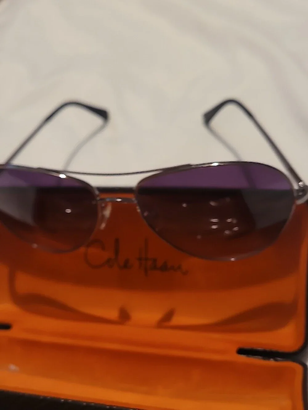 Cole Haan Aviator Sunglasses with Purple Lenses